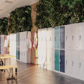 Fémöltözőszekrény – IGOR 6 ajtós szekrény, 900 x 1850 x 450 mm, antracit-kék