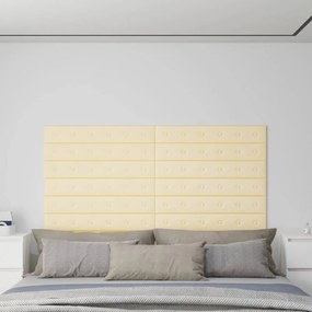 12 db krémszínű műbőr fali panel 90 x 15 cm 1,62 m²