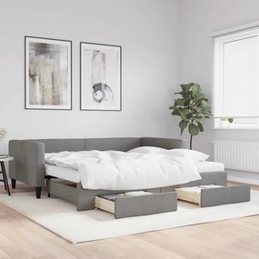 sötétszürke kihúzható szövetheverő fiókokkal 100 x 200 cm