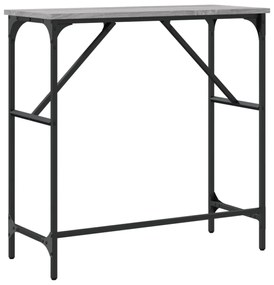 szürke sonoma színű szerelt fa konzolasztal 75x32x75 cm
