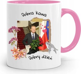 Donald Tusk Rózsaszín Bögre Platform Ajándék fényképes nyomtatással