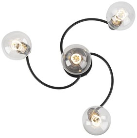 Art Deco mennyezeti lámpa fekete 4-lámpás - Facil