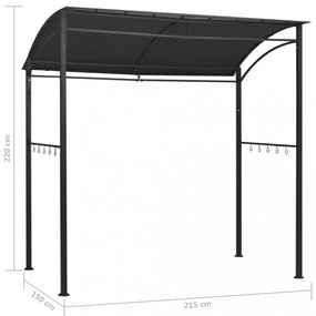 antracitszürke acél grillpavilon 215 x 150 x 220 cm