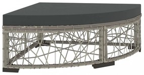 6-részes szürke polyrattan kerti bútorszett párnákkal