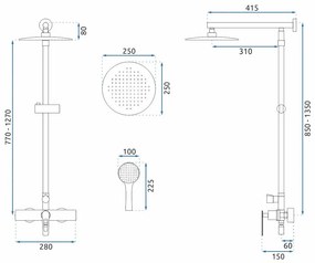 REA - Aldi zuhanygarnitúra csapteleppel 150mm, fekete, REA-P8800