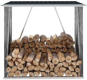 vidaXL antracit horganyzott acél kerti tűzifatároló 163 x 83 x 154 cm