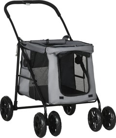PawHut Kutya Kocsija, Összecsukható Kutya Babakocsi, Kutya Trolley Párnával, Macska Kocsi 20 kg-ig, Macska Ménes Kicsi és Közepes Méretű Kutyák Számár
