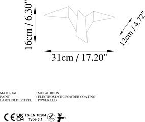 Bird fali lámpa, M, fehér