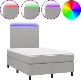 vidaXL világosszürke szövet rugós és LED-es ágy matraccal 120x190 cm