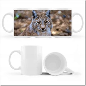 Nyomott mintás bögre Hiúz közelről Vadmacska