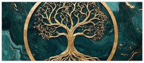 Kép – Márványban lévő arany életfa (120x50 cm)