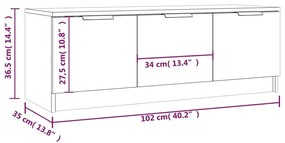 fehér szerelt fa TV-szekrény 102 x 35 x 36,5 cm