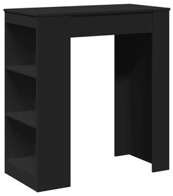 fekete szerelt fa tárolórekeszes bárasztal 95 x 47 x 103,5 cm