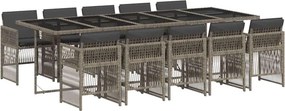 vidaXL 11 részes szürke polyrattan kerti ülőgarnitúra párnákkal