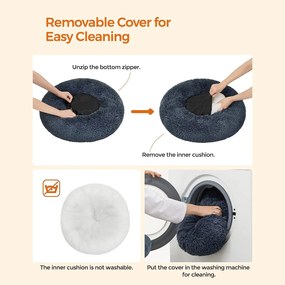 FEANDREA Kutyaágy, macskaágy, puha plüss felülettel 60 cm, sötétszürke