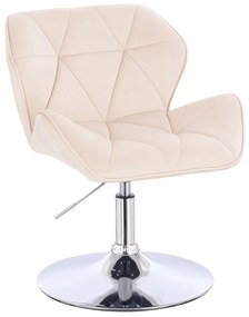 HR111N Krémszínű modern velúr szék krómozott lábbal