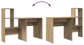 Asztal polcokkal kézműves tölgy 131.5 x 50 x 106.5 cm Faanyag