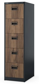 Fém irattartó szekrény, 5 fiókos SARA V5, 460 x 1630 x 620 mm, Eco Design: antracit/ dió