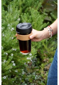 Fekete-barna utazóbögre 454 ml Brew Cork Black L – KeepCup