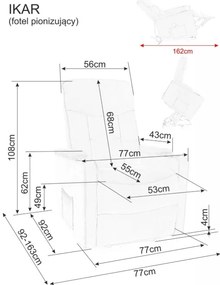 Ikar dönthető bársony fotel sötét bézs