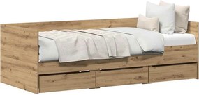 vidaXL Nappaliágy fejtámlával Artisan tölgy 90 x 200 cm Faanyag