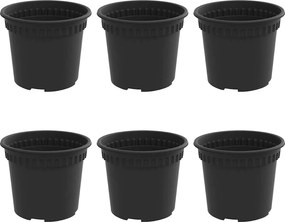 vidaXL Kerek Virágcserép 6 pcs Fekete Ø 12,5 x 10 cm Műanyag
