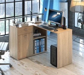 Sarok PC asztal, tölgy sonoma, KALIMERO