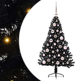 vidaXL Mesterséges, előre világított karácsonyi fa Fekete 120 cm PVC