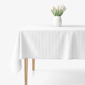 Goldea ünnepi damaszt szögletes terítő - fehér szatén csíkos 120 x 120 cm