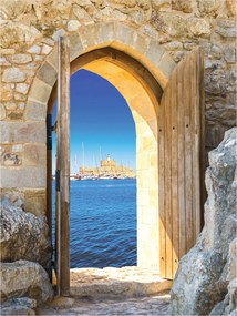 Fotótapéta Tengeri árkád Kilátás erőd kék 184x254 vinil +ragasztó
