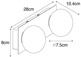 Fali lámpa arany 28 cm IP44 2-lámpás kapcsolóval - Cederic