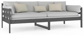 szürke tömör fenyőfa kanapéágy 90x200 cm