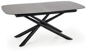 Asztal Houston 890Fekete, Sötétszürke, 77x95x180cm, Hosszabbíthatóság, Edzett üveg, Fém