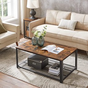 Dohányzóasztal rácsos polccal, rusztikus barna