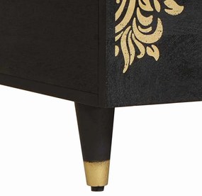 vidaXL Dohányzóasztal fiókkal Fekete 80 x 54 x 40 cm Tömör Mangófát