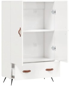 magasfényű fehér szerelt fa magasszekrény 69,5 x 31 x 115 cm