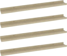 vidaXL 4 db sonoma tölgy színű fali polc 80 x 9 x 3 cm