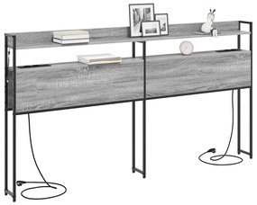 Fejtámla LED -es lámpákkal Szürke sonoma 200 cm Faanyag