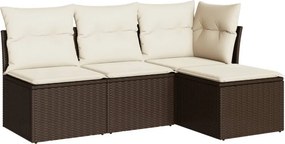 vidaXL 4 részes barna polyrattan kerti ülőgarnitúra párnákkal