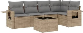 vidaXL 6 részes bézs polyrattan kerti ülőgarnitúra párnával