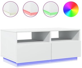 Fehér dohányzóasztal LED-lámpákkal 90x49x40 cm