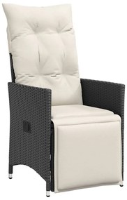 5 részes fekete polyrattan kerti étkezőgarnitúra párnákkal