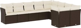 vidaXL 9 részes barna polyrattan kerti ülőgarnitúra párnákkal
