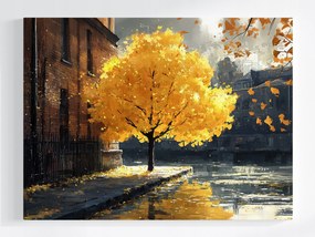 Poszter Tájkép Város Utca Fa Ősz Levelek 80x60