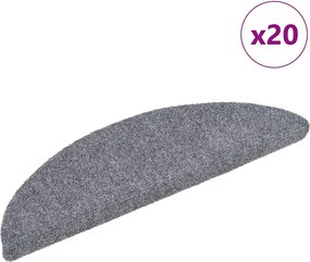 vidaXL 20 db öntapadós lépcsőszőnyeg, 56 x 17 x 3 cm, világosszürke, félkör alakú