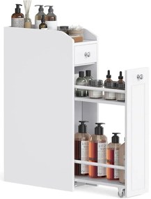 VASAGLE kis fürdőszobai szekrény, álló tárolószekrény kis helyiségekbe, fehér színben