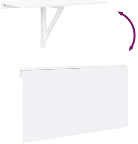 magasfényűfehér szerelt fa összecsukható fali asztal100x60x56cm