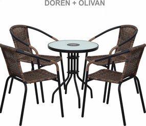 Egymásba rakható szék, barna/fekete fém, DOREN