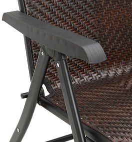 2 db barna polyrattan összecsukható kerti szék