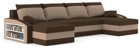 SPARTAN U alakú kinyitható kanapé polccal Barna/Cappuccino